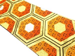 亀甲に花模様織出し袋帯